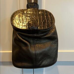 Maxx New York Gold Brown Leather Backpack with Alligator top. Snazzy!